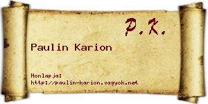 Paulin Karion névjegykártya